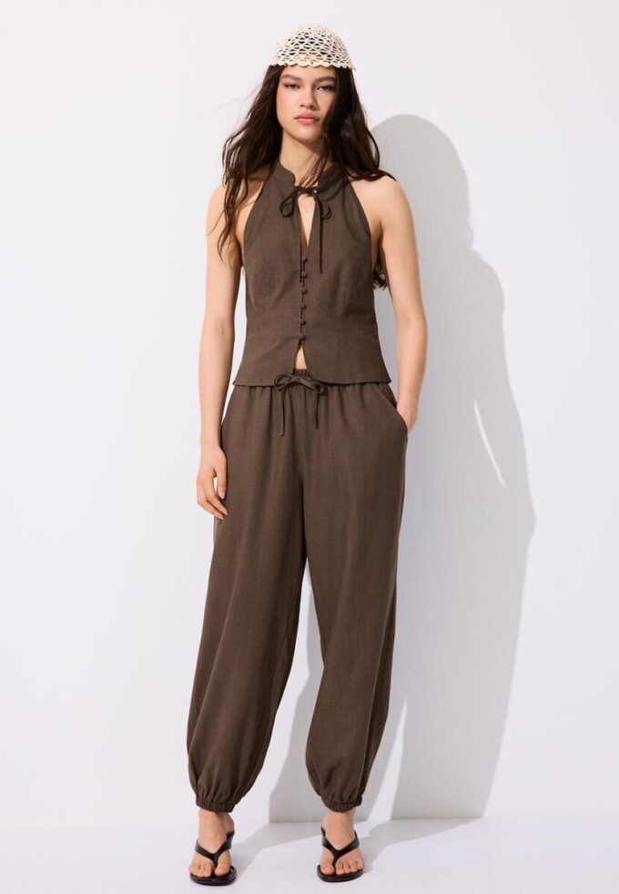 Qipao-halterneck-top med knapper