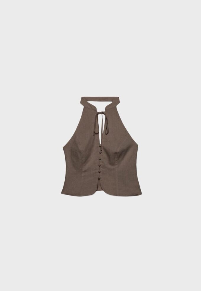 Qipao-halterneck-top med knapper