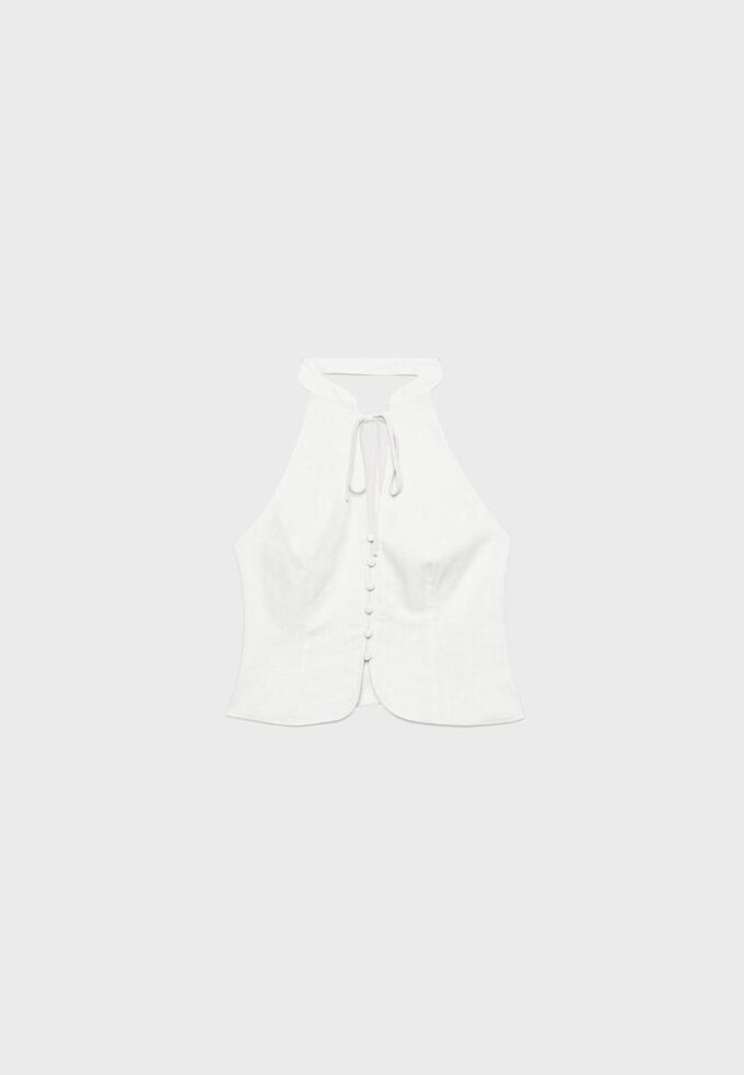 Qipao-halterneck-top med knapper