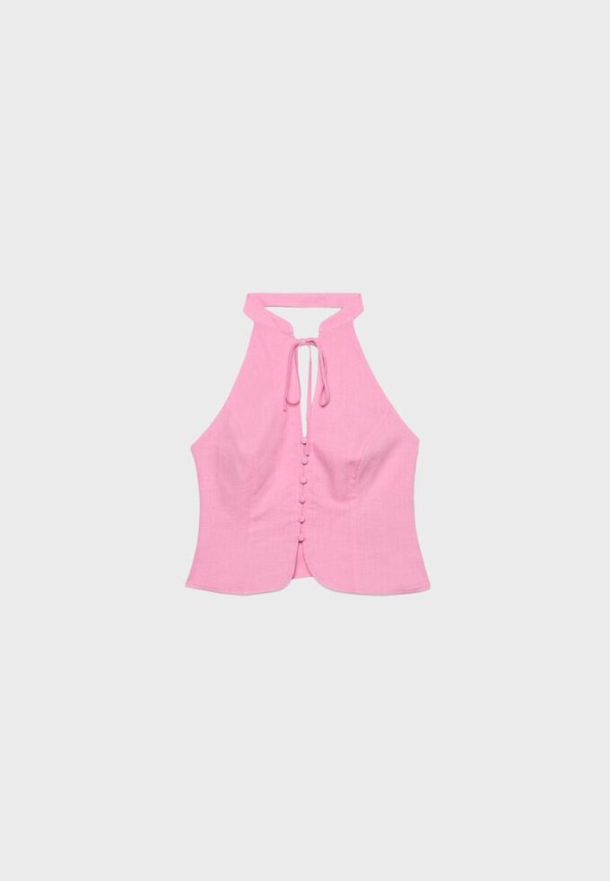 Qipao-halterneck-top med knapper