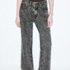 Rett jeans med Wide Leg og leopardmønster