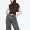Rett jeans med Wide Leg og leopardmønster