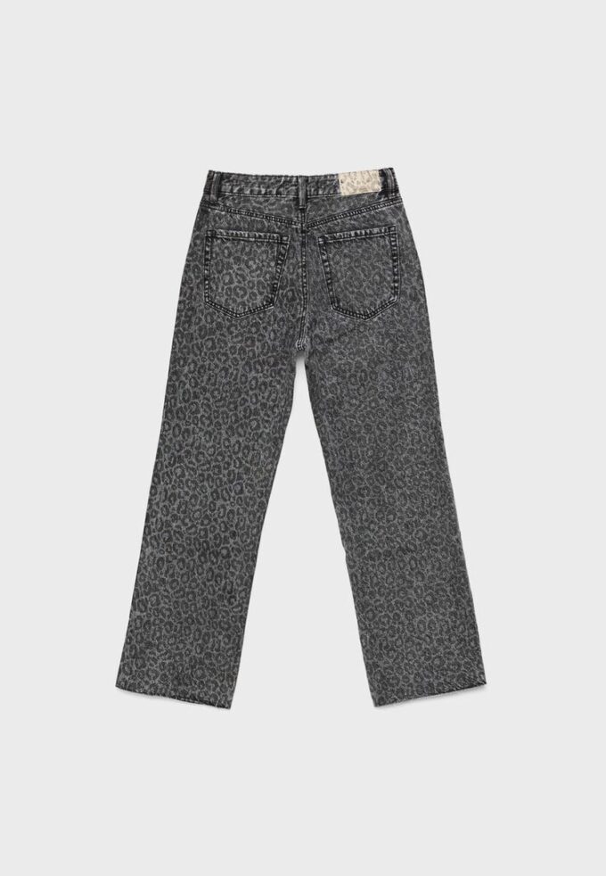 Rett jeans med Wide Leg og leopardmønster