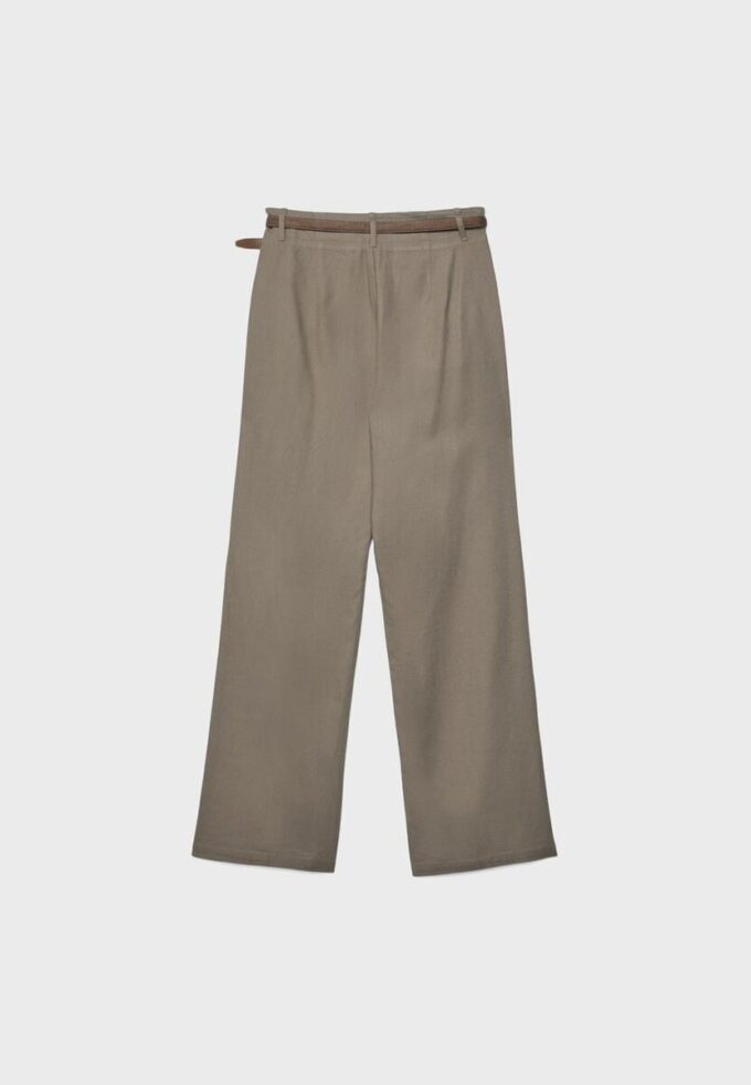 Rettbenede lin-effekt-bukser med belte