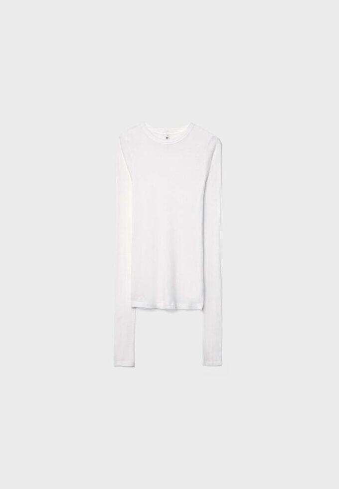 Ribbet langermet T-skjorte