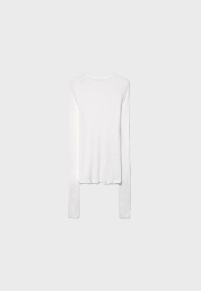 Ribbet langermet T-skjorte