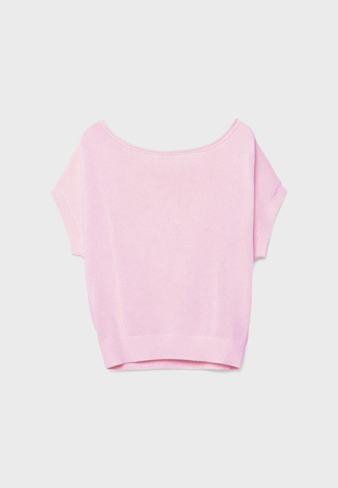 Rustikk strikket topp med båthals