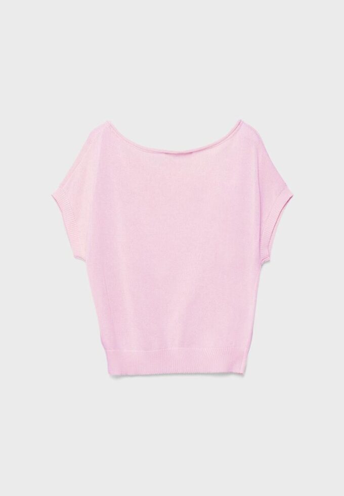 Rustikk strikket topp med båthals