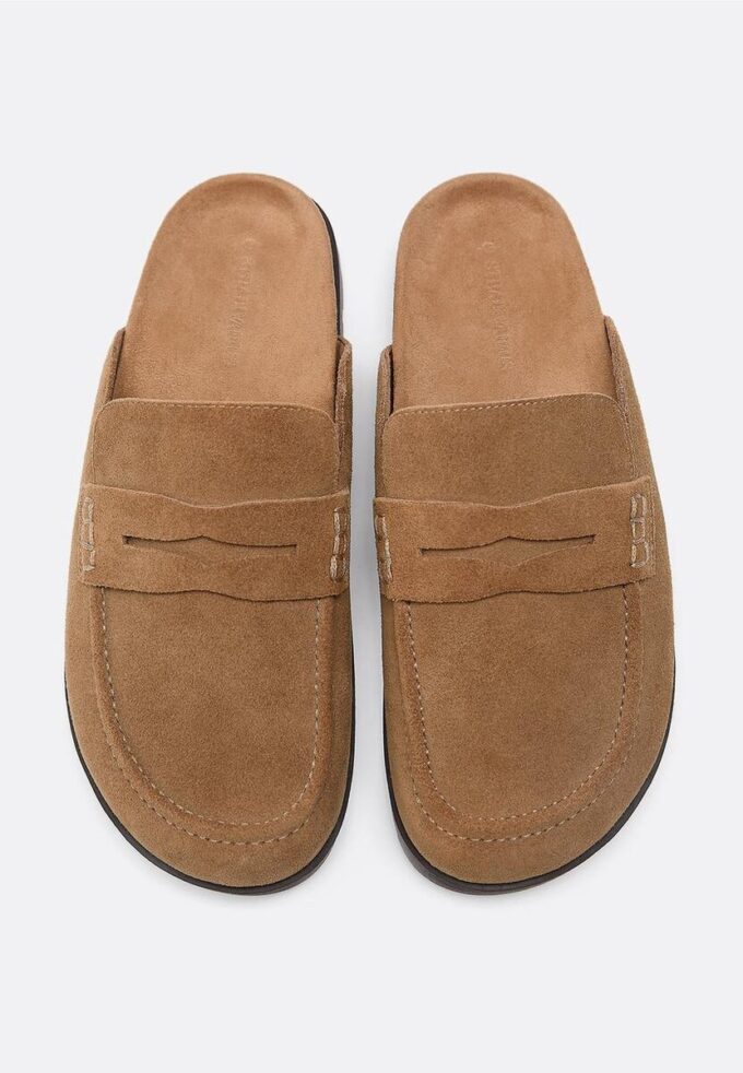 Ryggløse loafers i skinn