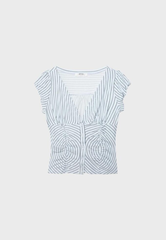 Rynket skjorte med korte ermer