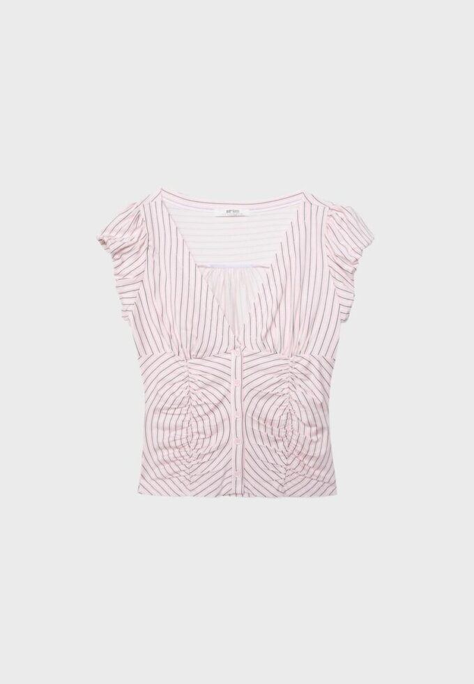 Rynket skjorte med korte ermer