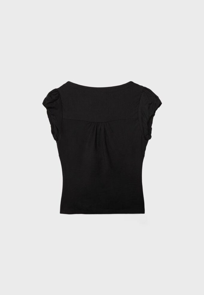 Rynket skjorte med korte ermer