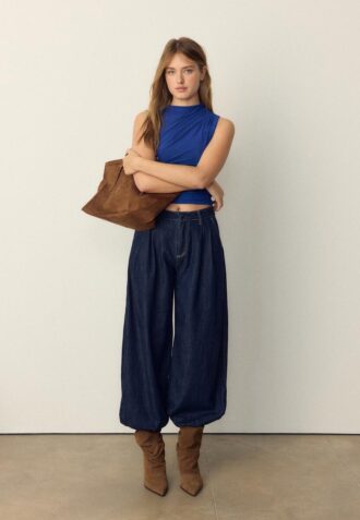 Rynket T-skjorte i tyll