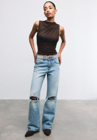 Rynket T-skjorte i tyll