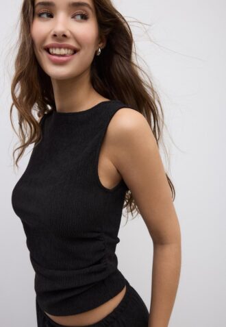 Rynket T-skjorte med struktur