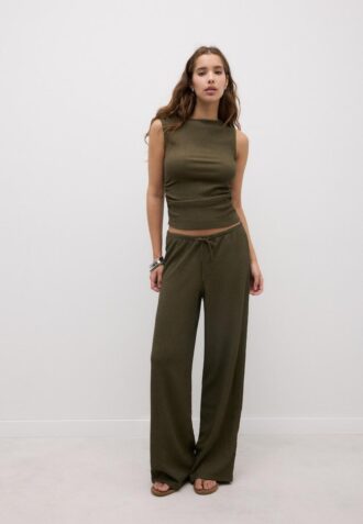 Rynket T-skjorte med struktur