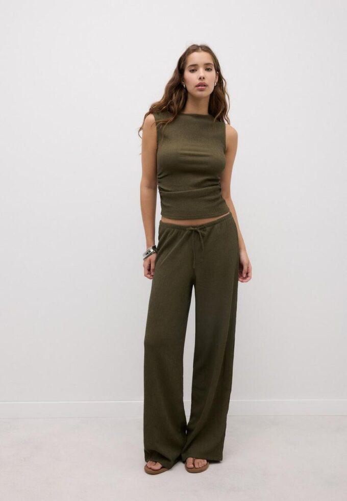 Rynket T-skjorte med struktur