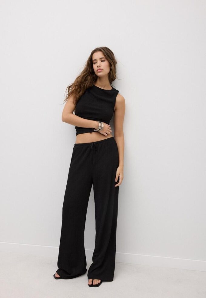 Rynket T-skjorte med struktur