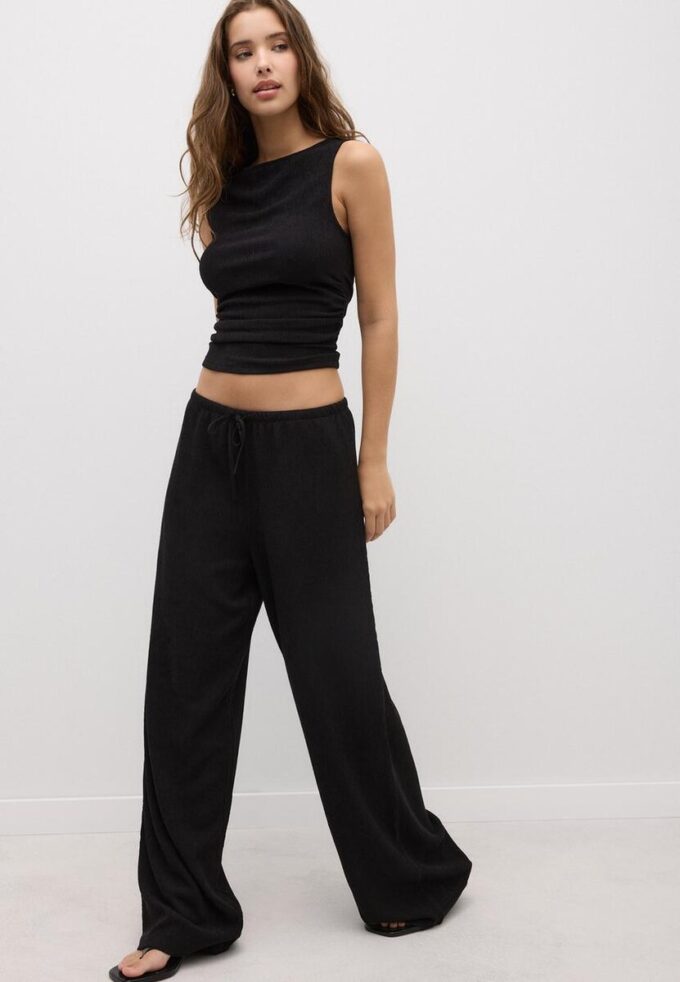 Rynket T-skjorte med struktur