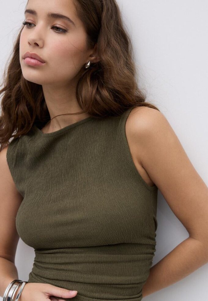 Rynket T-skjorte med struktur