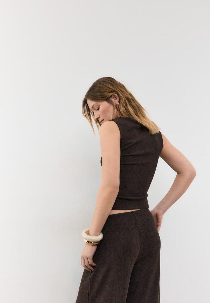 Rynket T-skjorte med struktur