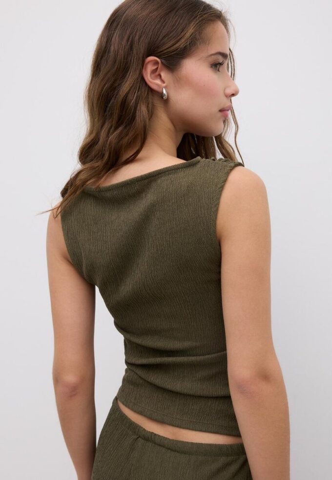 Rynket T-skjorte med struktur