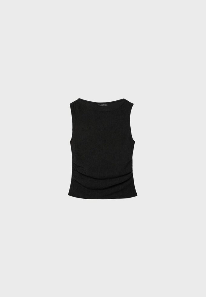 Rynket T-skjorte med struktur