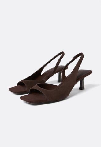 Sandaler med høye hæler i skinn