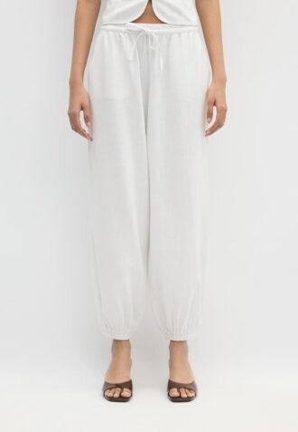 Sarouel-bukser med lin-effekt