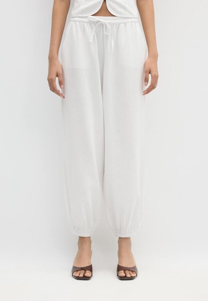 Sarouel-bukser med lin-effekt