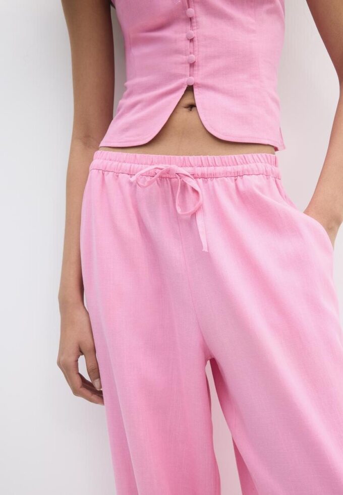 Sarouel-bukser med lin-effekt