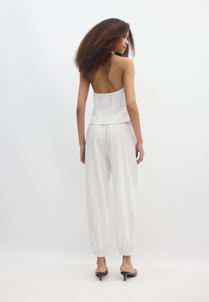 Sarouel-bukser med lin-effekt