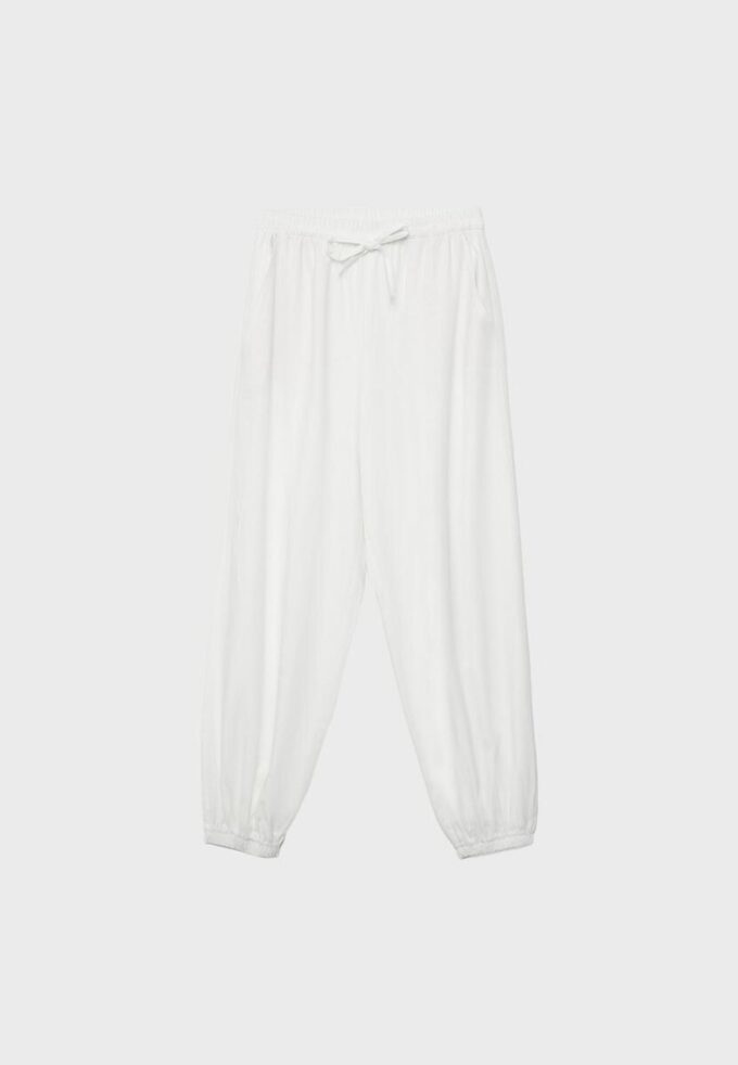 Sarouel-bukser med lin-effekt