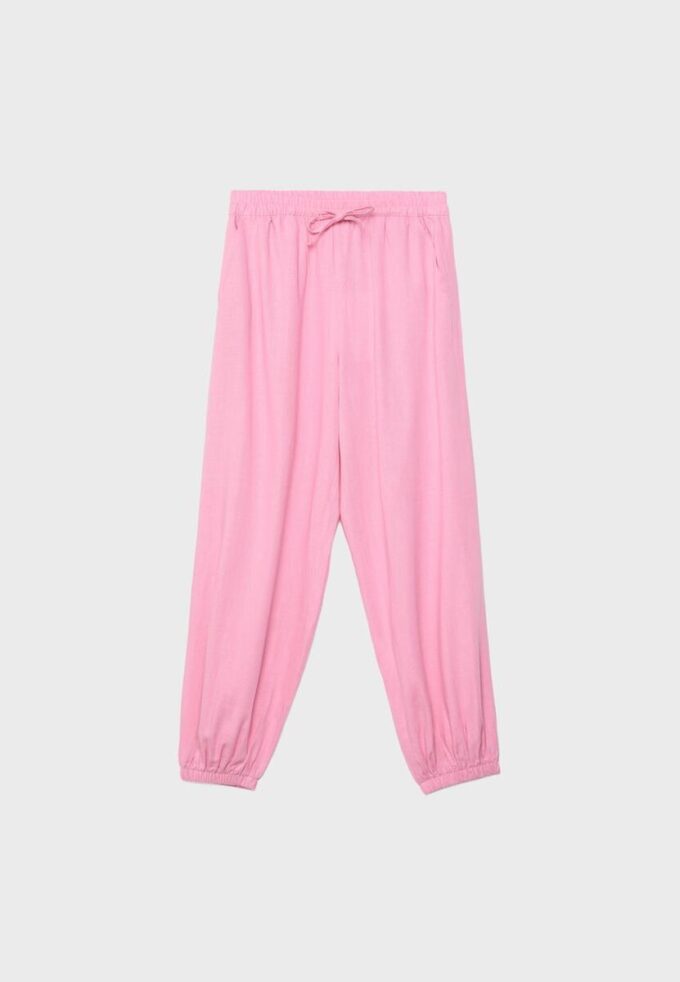 Sarouel-bukser med lin-effekt