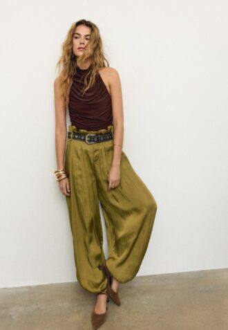 Satin-sarouelbukser med belte