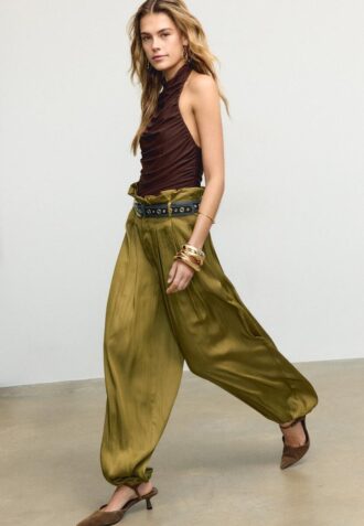 Satin-sarouelbukser med belte