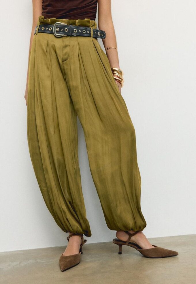 Satin-sarouelbukser med belte