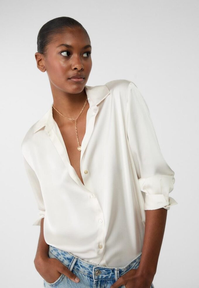 Satin-skjorte med krage