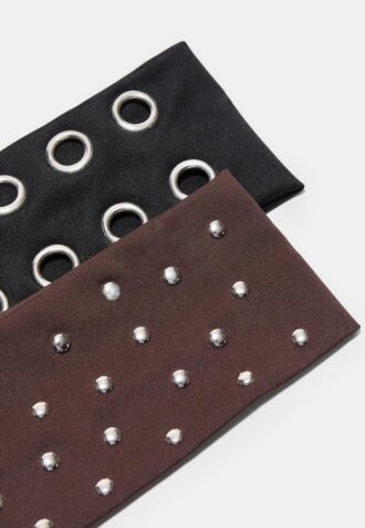 Sett med 2 pelshårbånd med nitter