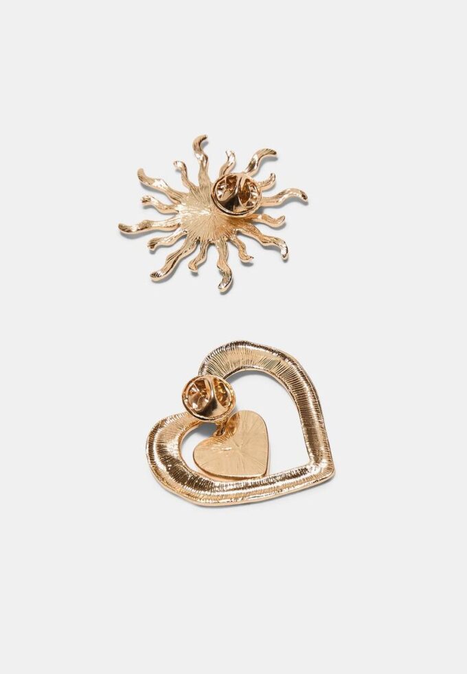 Sett med 2 sol- og hjertebrosjer
