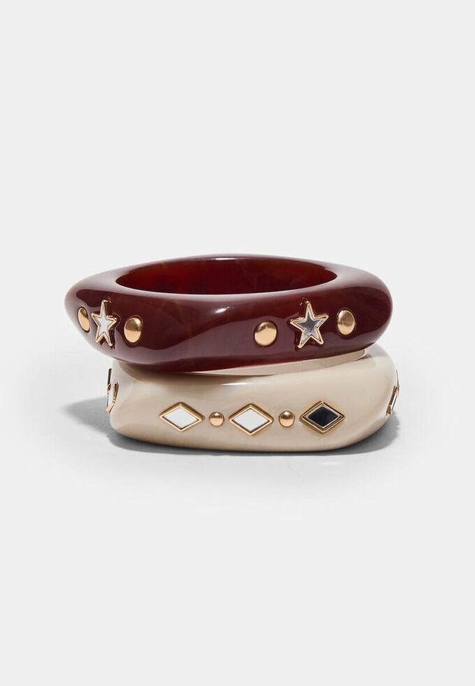 Sett med 2 stjerne- og glitrende armbånd