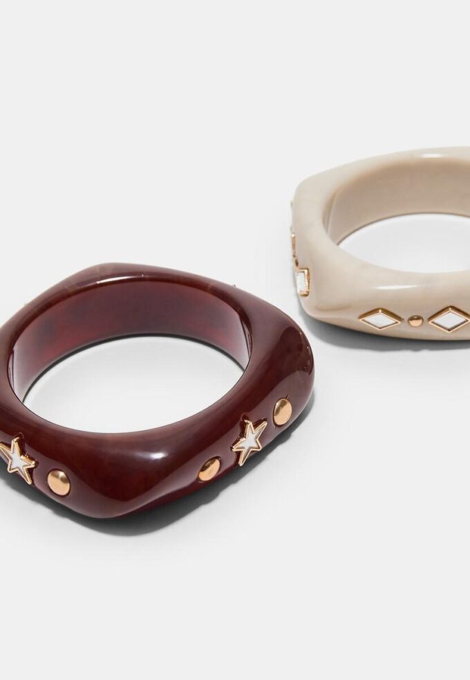 Sett med 2 stjerne- og glitrende armbånd