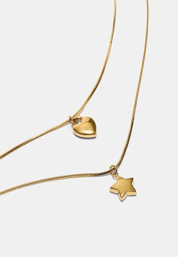 Sett med 2 vanntette stjerne- og hjertehalskjeder