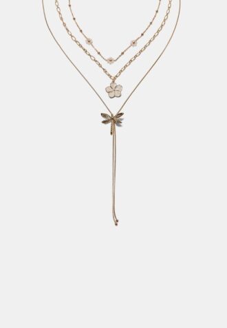 Sett med 3 blomster- og øyenstikkerhalskjeder