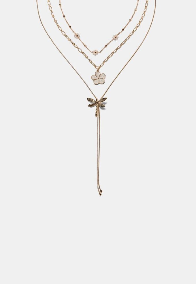 Sett med 3 blomster- og øyenstikkerhalskjeder