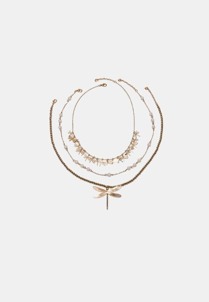 Sett med 3 Dragonfly-halskjeder