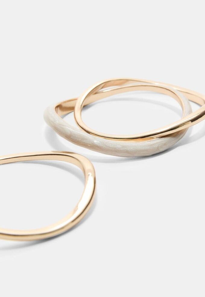 Sett med 3 emaljerte, stive armbånd