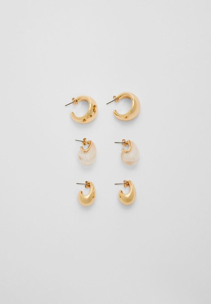 Sett med 3 par voluminøse miniøreringer