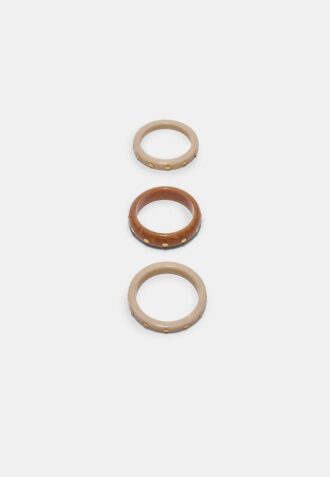 Sett med 3 stive armbånd med nitter