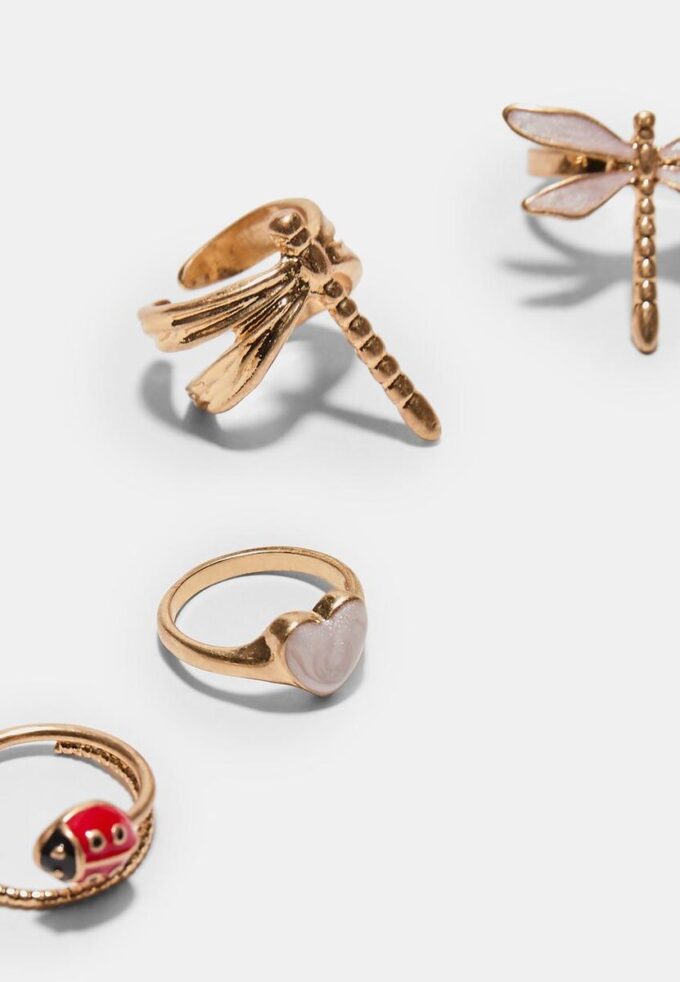 Sett med 4 Dragonfly-ringer